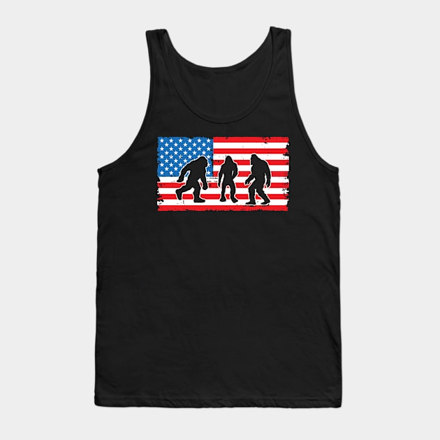 Bigfoot 4th of July USA Flag Patriotic Tank Top by ssflower